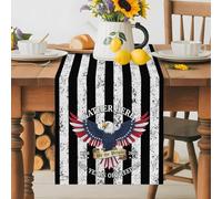 Black White American Flag Table Runner 72 Inches Long, July 4th Patriotic Eagle Star Stripe Washable Table Runners Heat-Insulation Kitchen Dining Table Decorations for Home Party Decor 13x72in