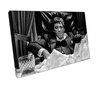 Black & White American gangster Tony Montana Scarface Art Ready to Hang Wall Art Print On Canvas Picture For Home Office Decor 45x30cm (18x12In)