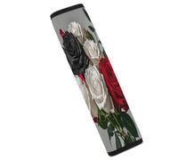 Black White And Red Roses Car Seat Belt Cover Soft Comfortable Shoulder Seatbelt Pads Cover Seat Belt Pad for Suitable for Car Interior Accessorie