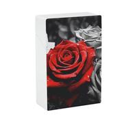 Black White and Red Roses Cigarette Case 85mm King Size, Crushproof Plastic Cigarette Box Holder for Men Women Cigar Protective Cover Waterproof Cigarettes Holder 20 Capacity