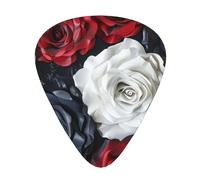 Black White And Red Roses - Guitar Picks-12 Pack Includes Thin, Medium & Heavy Gauges, Best Gift for Guitar Lovers