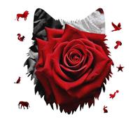 Black White and Red Roses Jigsaw Puzzle 175PCS Wolf Head Design Puzzle Wooden Jigsaw Puzzles for Adults Families