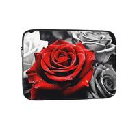 Black White and Red Roses Laptop Sleeve for Women Men, 15 Inch Waterproof Laptop Bag Lightweight Notebook Computer Cover Bag