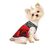 Black White and Red Roses print Dog Clothes T Shirts for Small Dogs Breathable Puppy Kitten Dog Shirts for Pet Dogs Cats