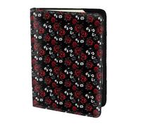 Black White and Red Roses Print Passport Holder for Travel,Wallet Case RFID Blocking Leather Card Slot Protector