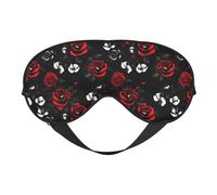 Black White and Red Roses Print Soft Eye Mask Lightweight Sleep Aid Breathable Blackout Travel Nap Yoga Meditation