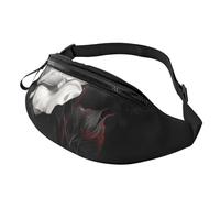 Black White and Red Roses Printed Chest Pack Waist Bag for Men Women Running Belt Bag Fanny Packs Chest Bags Travel Hiking Daypack