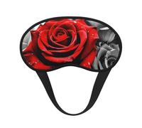 Black White and Red Roses Sleep Mask for Side Sleeper, Blackout Sleep Eye Mask Comfortable Blindfold Eyeshade Soft Breathable Sleeping Mask with Elastic Strap Silk Eye Covers for Travel