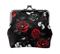Black White and Red Roses Small Makeup Bag for Purse, Mini Portable Cosmetic Bags, for Gym and Daily Use