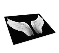 Black White Angel Wings Glass Chopping Board Kitchen Worktop Saver Protector