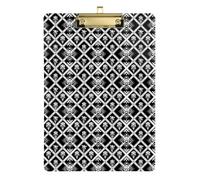 Black White Angular Ornate Legal Size clipboard Standard Hole for Football Softball Coaching Size 9 x 12