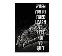 Black White Animal Leopard Poster Prints English Inspirational Canvas Painting Wall Art Picture For Living Room Home Decoration 21X30Cm Unframed
