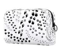 Black White Animal Paws Cats Dogs Claw Cosmetic Bag for Women, Travel Toiletries Bags Large Makeup Handy Pouch Organiser Bag with Zipper