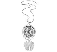 Black White Arabic Style Pattern Pendant Angel Wings Rotating Necklace Jewelry