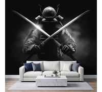 Black White Armor Traditional Samurai Wallpaper - Abstract Art 3D Effect Wall Mural 300 x 210 cm, Non-Woven Photo Wallpaper Mural for Bedroom, Living Room, Hallway, Home Decor