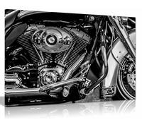 Black & White Artwork Chrome Motorbike Engine Framed Canvas Print, Pictures for Home Walls, Bedroom, Living Room & Bathroom Decor 91x61cm (36x24in)