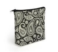 Black White Bandana Paisley Travel Makeup Bag Toiletry Cosmetic Pouch Aesthetic Organizer Pencil Case Pen Holder 8.3 X 7.5 Inch