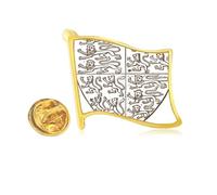 Black White Baroque Art Shield Lion Pattern Golden Metal Flag Lapel Pin Badge