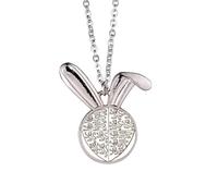 Black White Baroque Art Shield Lion Pattern Rabbit Necklace Pendant Bunny Animal Jewelry Gift