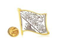 Black White Baroque Sheep Illustration Pattern Golden Metal Flag Lapel Pin Badge