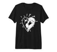Black & White Beaten Heart Goth Valentine Alt Spooky Romance Premium T-Shirt