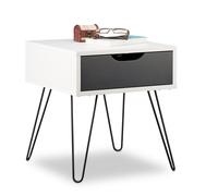 Black-white bedside table Compact Storage Unit 1 Drawer MDF Material