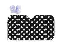 Black & White Big Dot Print Car Sunshade For Windshield, Car Sunshade For Most Cars With Suction Cups