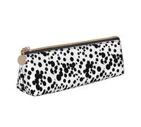 Black & White Big Dot Triangle Leather Case Multi Functional Cosmetic Bag Portable Makeup and Stationery Storage Bag