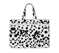 Black & White Big Dot Zippered Document Bag with Handle for Carrying Paper Files Books Filing Folder