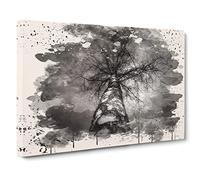 Black & White Birch Tree No.4 Modern FC Canvas Wall Art Print Ready to Hang, Framed Picture for Living Room Bedroom Home Office Décor, 20x14 Inch (50x35 cm)