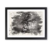 Black & White Birch Tree No.4 Modern FC Framed Wall Art Print, Ready to Hang Picture for Living Room Bedroom Home Office Décor, Black A2 (64 x 46 cm)