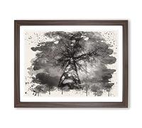 Black & White Birch Tree No.4 Modern FC Framed Wall Art Print, Ready to Hang Picture for Living Room Bedroom Home Office Décor, Walnut A3 (46 x 34 cm)
