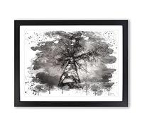 Black & White Birch Tree No.4 V3 Modern Framed Print | A2 Black Framed Wall Art | Ready to Hang | Modern Floral Picture | Living Room Bedroom Lounge Office