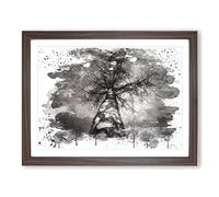 Black & White Birch Tree No.4 V3 Modern Framed Wall Art Print, Ready to Hang Picture for Living Room Bedroom Home Office Décor, Walnut A3 (46 x 34 cm)