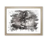 Black & White Birch Tree No.4 V3 Modern Framed Wall Art Print, Ready to Hang Picture for Living Room Bedroom Home Office Décor, Oak A3 (46 x 34 cm)