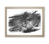 Black & White Birch Tree Vol.4 V1 Modern Framed Wall Art Print, Ready to Hang Picture for Living Room Bedroom Home Office Décor, Oak A3 (46 x 34 cm)