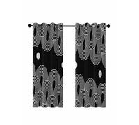 Black White Blackout Curtains for Bedroom Living Room, Abstract Line Boho Minimalist Arch Geometric 63 In Long Thermal Insulated Room Darkening Drapes Grommet Window Treatments, 52 x 63 In