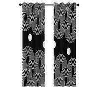 Black White Blackout Curtains for Bedroom Living Room, Abstract Line Boho Minimalist Arch Geometric 96 In Long Thermal Insulated Room Darkening Drapes Grommet Window Treatments, 52 x 96 In