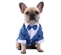 Black, White, Blue Dog Shirts for Wedding, Puppy Tuxedo, Dog Formal Wear, Doggie Tux, Suit and Tie Costume Blue Medium