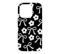 Black White Bow Floral Coquette Daisy Pattern Cute Art Case for iPhone 14 Pro
