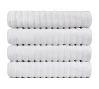 Black & White Brands Brazilian Beach/Pool/Bath Towel - Ultimate Absorbent Luxury XL 36x70 100% Cotton Wave (4 White Towels, Poly Pinstripe)
