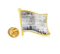 Black White Brick Modern Literature Pattern Golden Metal Flag Lapel Pin Badge