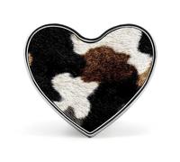 Black White Brown Aztec Cow Print Brooch Pins Heart Badge Collar Lapel Pins Dress Backpack Accessories
