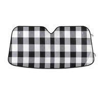 Black White Buffalo Plaid Car Sun Shade Windshield UV Reflector Auto Front Window Sun Shade Keeps Your Vehicle Cool 55×27.6 inch