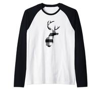 Black & White Buffalo Plaid Check Reindeer Dear Shirt Tshirt Raglan Baseball Tee