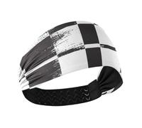 Black White Buffalo Plaid Checked Moisture Wicking fabric headbands Stretchy hairband for make up hiking Gym washing face