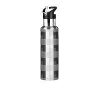 Black White Buffalo Plaid Stainless Steel Vacuum Insulated Water Bottle 32 Oz, BPA-Free Sports Water Bottle Leakproof Water Bottles