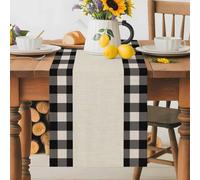 Black White Buffalo Plaid Table Runner 70 Inches Long,Table Runners Kitchen Dining Tables Decoration for Home Party Decor, Retro Linen Checkered Tables Runner for Home Party Wedding Dresser Scarf