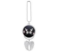 Black White Butterfly Car Pendant, Rear View Mirror Hanging Ornament, Auto Decor for Rearview Mirror, Keychain Silver-Style