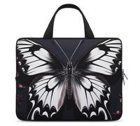 Black White Butterfly Laptop Bags Ultra-Thin, Lightweight & Waterproof 10inch Laptop Sleeve, Durable Neoprene Material, Portable Protective Computer Bag with Hand Strap